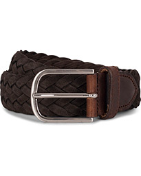  Braided Suede 4 cm Belt Dark Brown 85