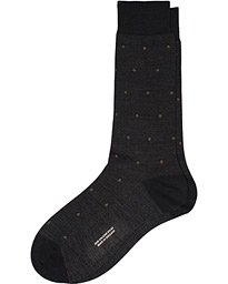  Black Escorial Wool Birdseye Diamond Sock Black