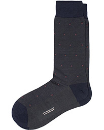  Black Escorial Wool Birdseye Diamond Sock Navy