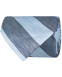  Reb Stripe Linen 8 cm Tie Persian Blue
