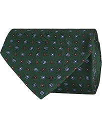  Printed Medallion Silk 8,5 cm Tie Green