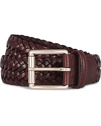  Braided Leather 3,5 cm Belt Burgundy Red