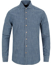  Slimline Garment Washed Shirt Blue