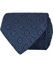  Woven Flower 8 cm Silk Tie Blue