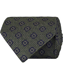  Woven Flower 8 cm Silk Tie Green