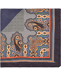  Paisley Pocket Square Dark Blue