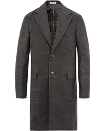  Glen Plaid Silk Coat Dark Grey