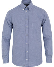  Slim Fit Button Down Check Shirt Blue