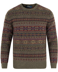  Knitted Wool Sweater Olive Fairisle