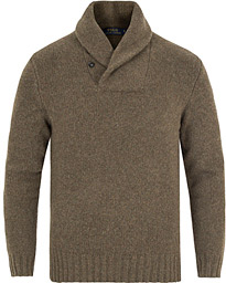  Knitted Wool/Cashmere  Shawl Sweater Olive Melange