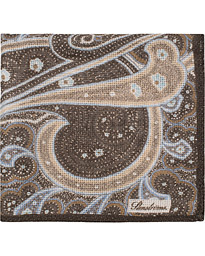  Printed Paisley Cotton Pocket Square Brown