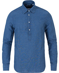  Popover Linen/Cotton Shirt Blue