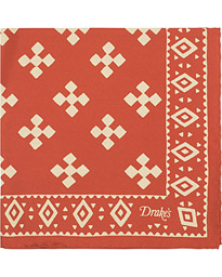  Twill Silk Geometrix Printed Pocket Square Red