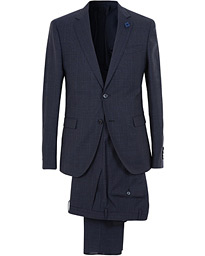  Wool Tonal Check Suit Navy