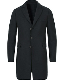  Chestercoat Wool Raw Edge Coat Dark Blue