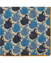  Wool/Silk Duck Print Pocket Square Light Blue