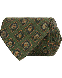  Wool Square Handrolled 8 cm Tie Green