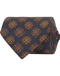  Silk Medallion Self Tip 8 cm Tie Blue