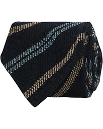  Wool Stripe Handrolled 8 cm Tie Navy