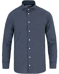  Slim Fit Flannel Shirt Dark Blue