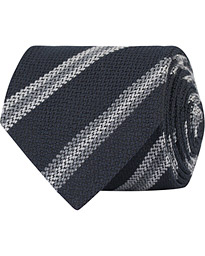  Silk/Wool  Stripe 8 cm Tie Navy