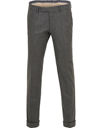  Dean Turn Up Flannel Trousers Dark Grey