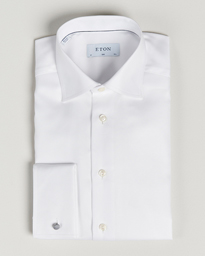  Slim Fit Twill Double Cuff Shirt White