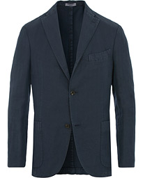  K Jacket Stretch Cotton/Linen Herringbone Blazer Navy