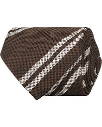  Woven Jaquard Stripe 8 cm Tie Brown