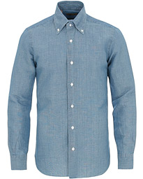  Dandylife Slim Fit Linen Button Down Shirt Blue