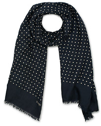  Wool/Silk Classic Spot Scarf Navy/White