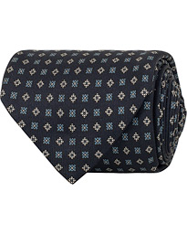  7-Fold Foulard Printed Silk Tie Navy 8 cm