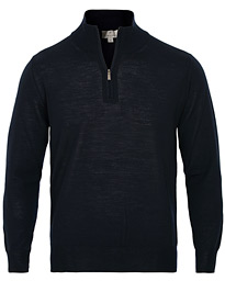  Merino Wool Half Zip Sweater Navy