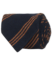  Wool Woven Stripe 8 cm Tie Navy