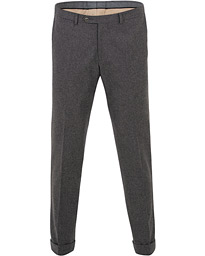  Dean Turn Up Flannel Trousers Dark Grey