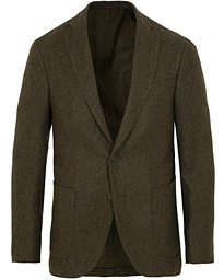  Degas Single Breasted Herringbone Tweed Blazer Green