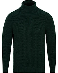  Cable Knit Turtleneck Bottle Green