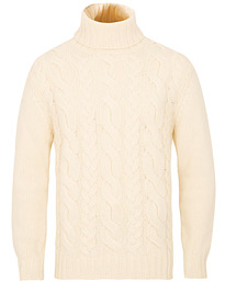  Chunky Cable Turtleneck Off White