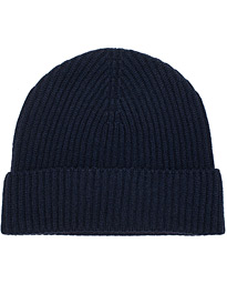  Cashmere Ribbed Hat Navy