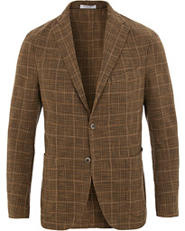  K Jacket Cotton/Silk Houndstooth Overcheck Blazer Brown