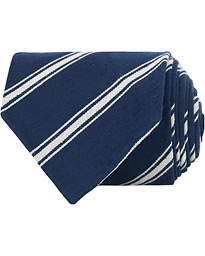  Hand Rolled Silk/Cotton 8 cm Tie Navy