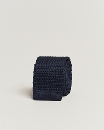  Knitted Silk Tie 6 cm Navy