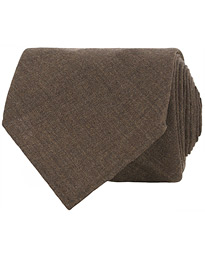  Handrolled Seven Fold Wool 8 cm Tie Tobacco