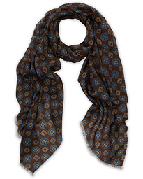  Medallion Printed Wool Scarf Brown