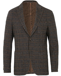  Prince Of Wales Check Wool Blazer Dark Grey