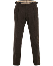  Two Pleat Zip Side Buckle Flanell Trousers Brown