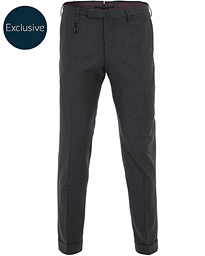  Slim Fit Flannel Trousers Dark Grey