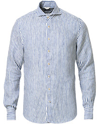  Slimline Striped Fullspread Linen Shirt Blue/White