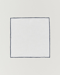  Linen Paspoal Pocket Square White/Navy