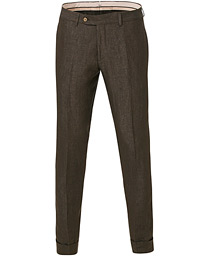  Fred Linen Turn Up Trousers Brown